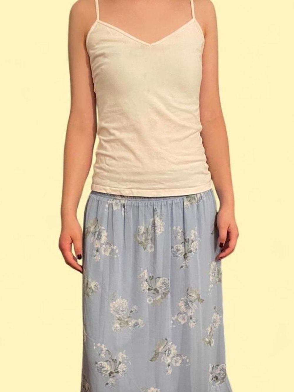 LOFT Light Blue Floral Maxi Skirt